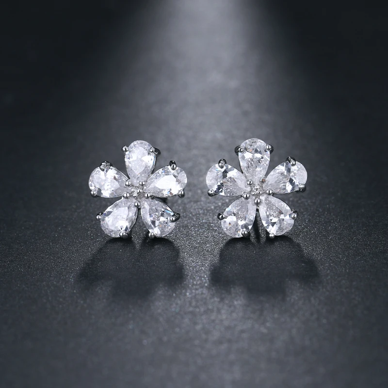 EMMAYA в Корейском стиле модные милые ювелирные изделия серебро Цвет милые серьги-гвоздики в виде цветка CZ свадебные серьги