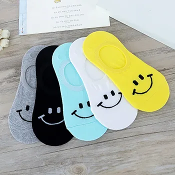 

2019 Women's socks breathable1Pairs summer Women&Men Comfortable Smile Cotton Sock Slippers Short Ankle Socks 7.24