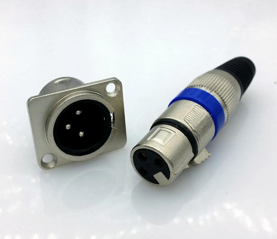 

Blue 3Pin XLR FeMale connector Microphone connector Adapter with socket 3pins XLR connector for microphone