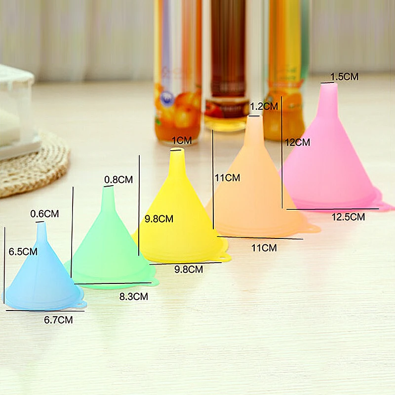5 шт. цветная пластиковая воронка Маленький Средний Большой набор жидкого масла, кухонная вытяжка, маленький средний жидкий большой набор для масла