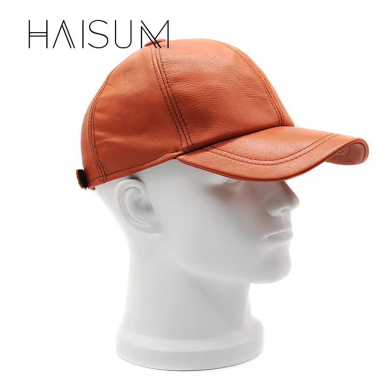Бейсболка Haisum из натуральной кожи однотонная Кепка высокого качества для мужчин