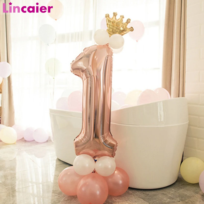 Balloons Birthday Party Decorations 1 Years Girl - First Birthday