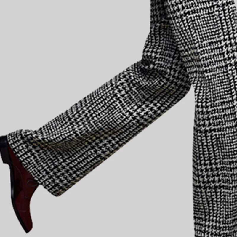 2019 Casual Womens Winter Wide Leg Wool Pants All-Match High Waist Plus Size Plaid Trousers Female Zip-Up Long Pants Bottoms 2019 Casual Womens Winter Wide Leg Wool Pants All-Match High Waist Plus Size Plaid Trousers Female Zip-Up Long Pants Bottoms