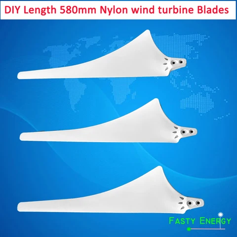 Lâminas de Alta Resistência de Náilon para Turbina Mesmo para Gerador de Vento Hub e Opção Barato Eólica Horizontal Lâminas Faça Você Capa 580mm 600w