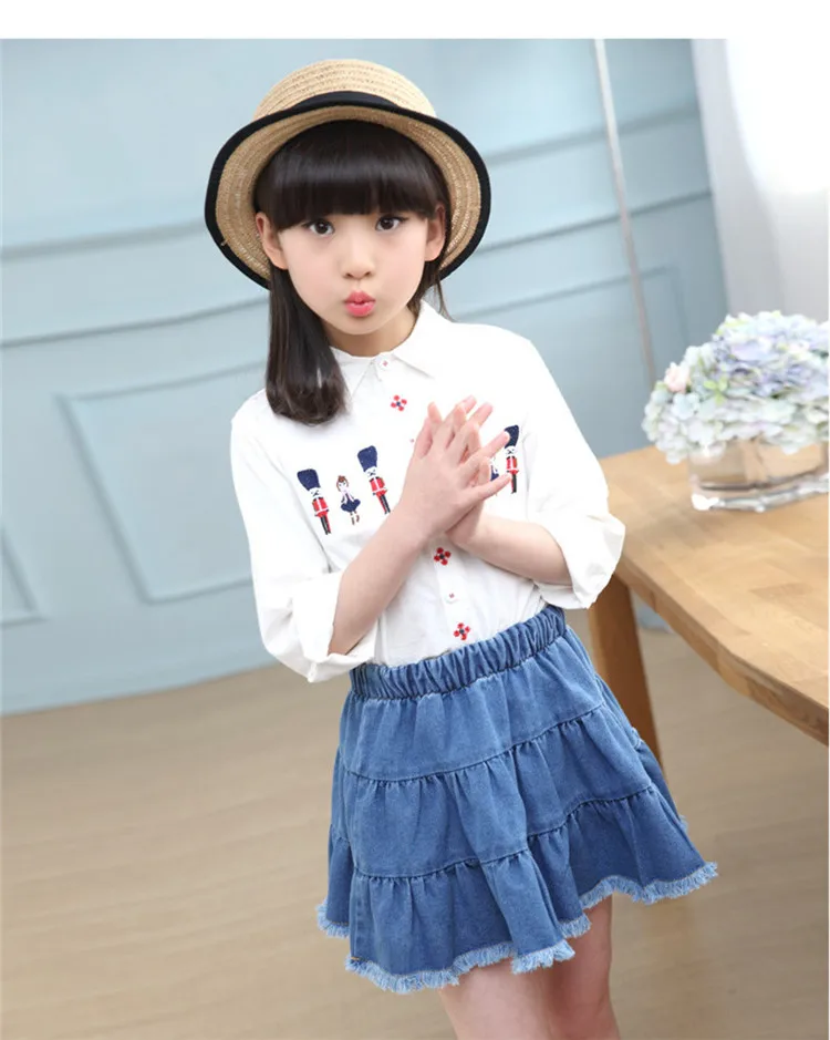 3-12 y children girls clothes denim skirt and top sets long sleeve shirts summer clothing for girl outfit 10 12 year kids set (5)