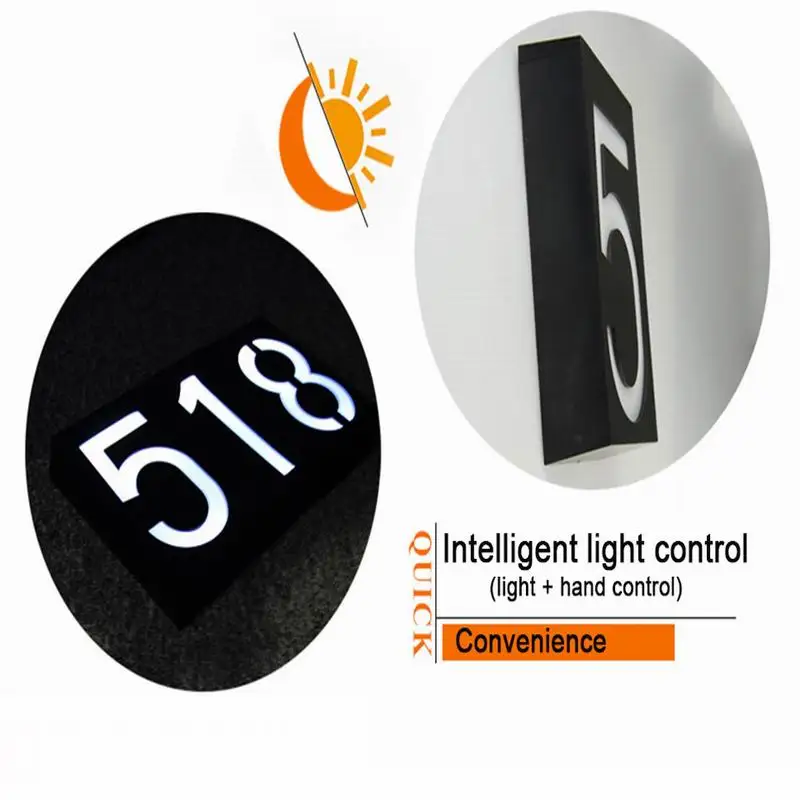 Chiclits LED Solar Powered Wall Mount Light 6 LED Bulb Illumination Doorplate Lamp House Number Porch Lights With Solar Battery (2)