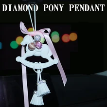 Подвес пони украшения Висячие Кристалл алмаз зеркало с кисточкой декор для заднего вида Диаманте лошадь пони авто аксессуары для интерьера
