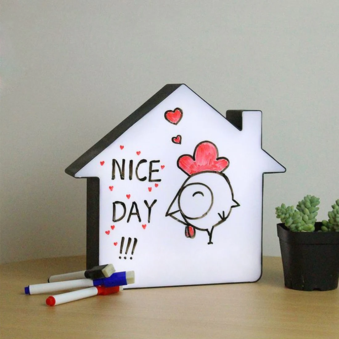 

Dialog Box Message Lamp New Room Decoration DIY Led Swan/heart/hut Light Box Can Brush Pen Display Advertising Lamp Holiday Gift