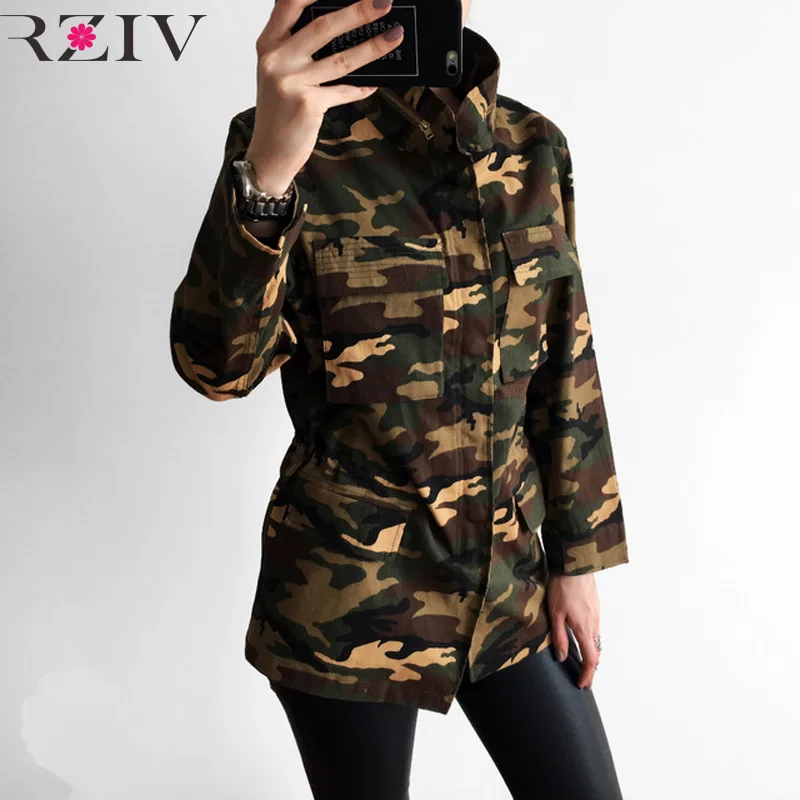 Jacket 2018 Militaire Rziv Military Veste Spring And Women Femme Camouflage Multi gq11CAxw