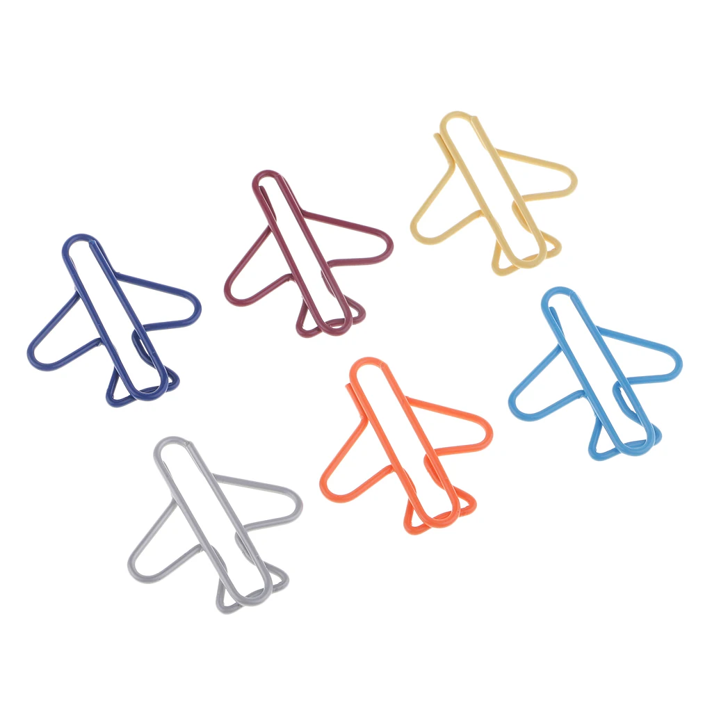 30 Pieces Assorted Color Metal Airplane Shape Office Paper Clips Office School Supplies