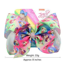 JOJO Siwa девушка аксессуары для волос 8 дюймов ободок с большим бантом клип Grosgrain ribbonbow печати красивый узор Hairgrip головной убор головная повязка