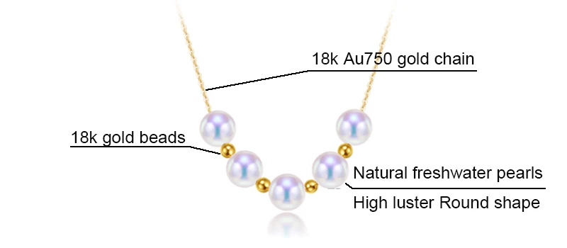 Sinya Cute 18k gold beads Natural Round Pearls necklace for ladies women mom girls gift with 45cm au750 gold chains best gift (14)