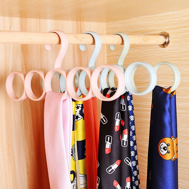 

5-Hole Ring Rope Slots Holder 5 Rings Scarf Shawl Belt Racks Practical Tools Hogard JA02