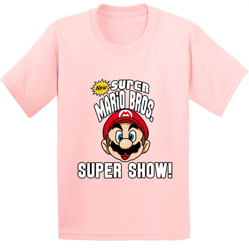 Детская футболка с рисунком «Супер Марио» Детская забавная одежда с героями мультфильмов Повседневная хлопковая футболка с короткими рукавами для мальчиков и девочек