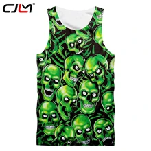 CJLM полиэфирная майка Мужская хип-хоп зеленая футболка с рисунком черепа футболка с 3D принтом в стиле панк-рок китайский стиль майка