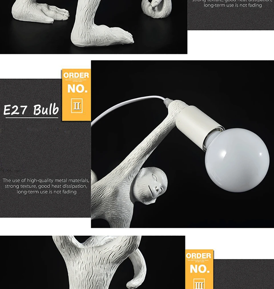 Modern Nordic Resin Monkey Table Lamp Minimalist LED Table Lights Living Room Restaurant Bedroom Decor Table Lighting Kitchen