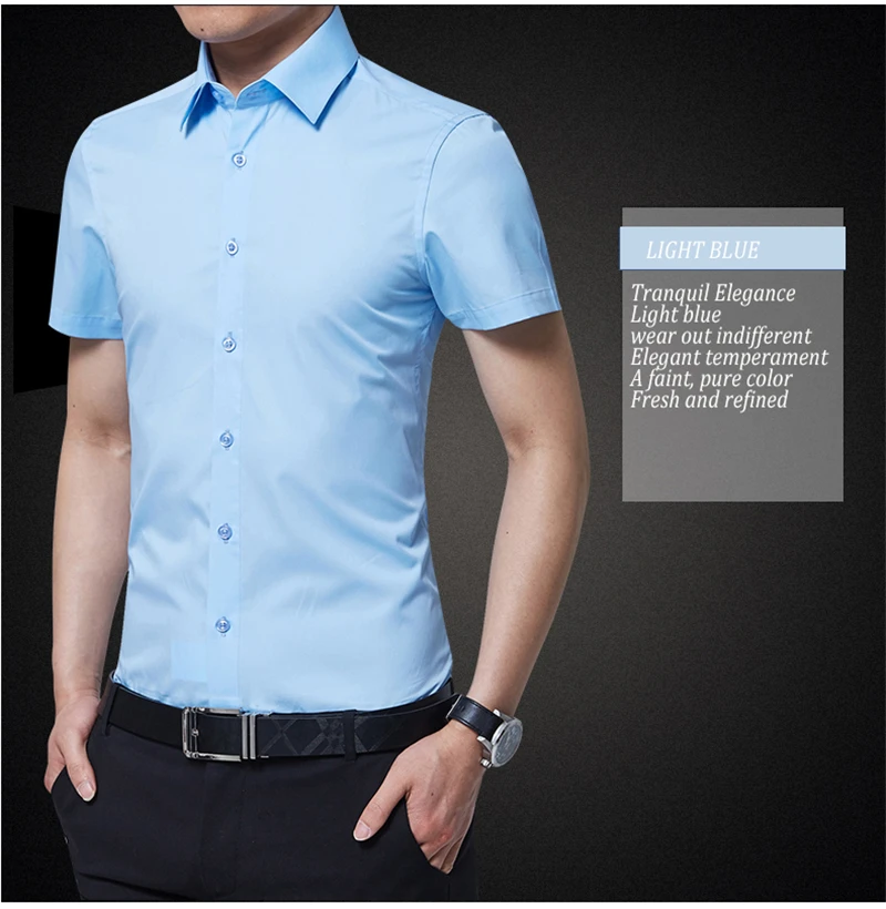 BROWON, фирменная Новинка, официальная Мужская рубашка с коротким рукавом, отложной цвет, приталенная Повседневная рубашка размера плюс M-5XL, Camisa Masculina