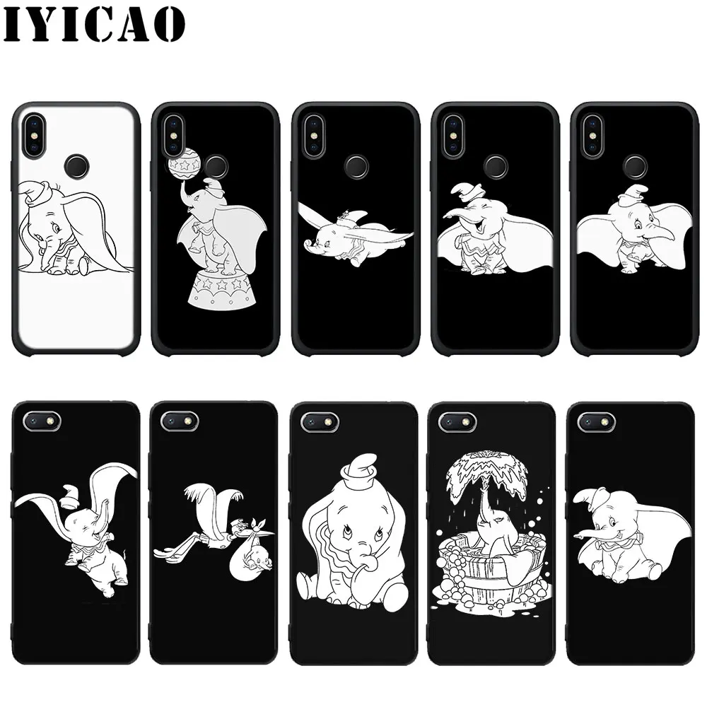 IYICAO Cute Dumbo Coque Soft Silicone Case for Redmi 6A 5A 4X 4A S2 Note 7 3 4 6 5 Pro Prime Plus Go |