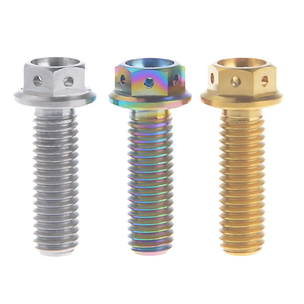 

Titanium Ti Screws M8(1.25mm) x 25 35 40mm Race Spec Hex Flange Head Hollow Out with Holes Bolts Screw Bike Stem