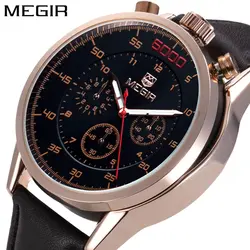 Новинка 2018 года модные повседневное Megir бренд водонепроницаемый световой Кварцевые часы для мужчин Военная Униформа спортивные ч