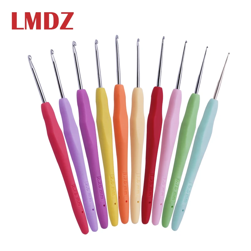 LMDZ 1pcs 0.5 2.75mm Rubber Handle Crochet Hooks Needles Knit Weave
