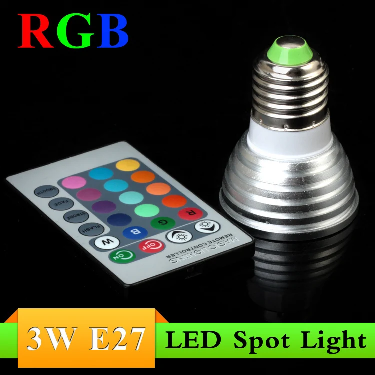 3 шт./лот A110/ C220V E27 Вт RGB Светодиодный прожектор лампы + 24-кнопочный РФ Пульт