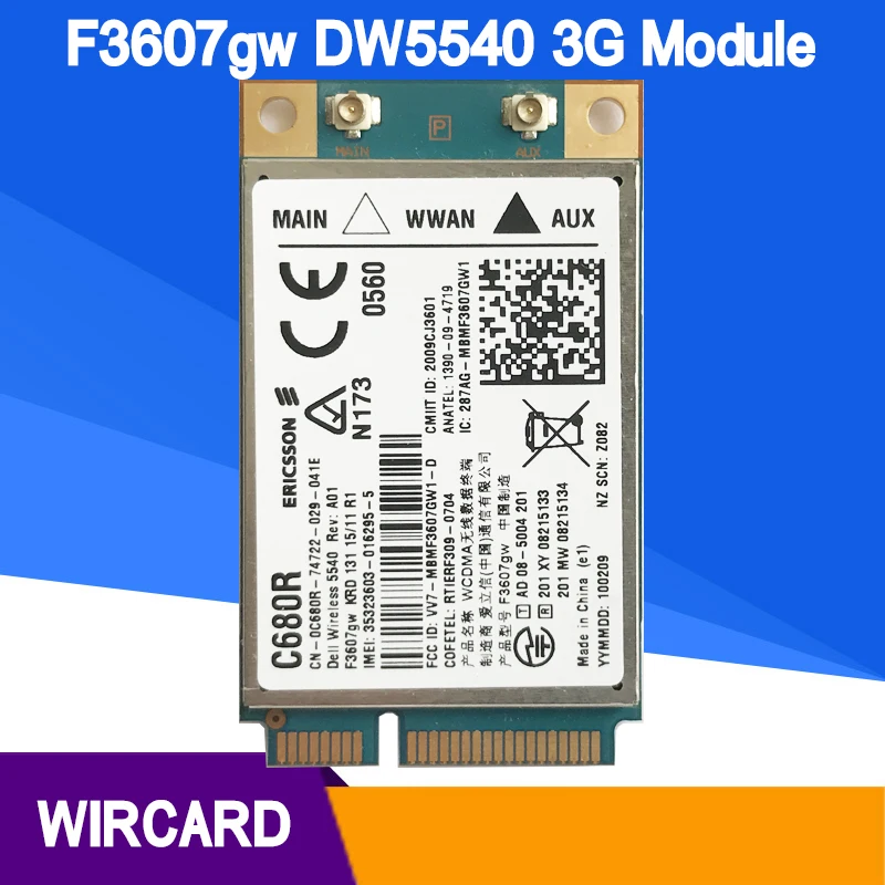 F3607gw E6400 WWAN 5540 DW5540 3g модуль карты для E6400 E6500 E6410 E6510 E4200 DELL 5540 C680R