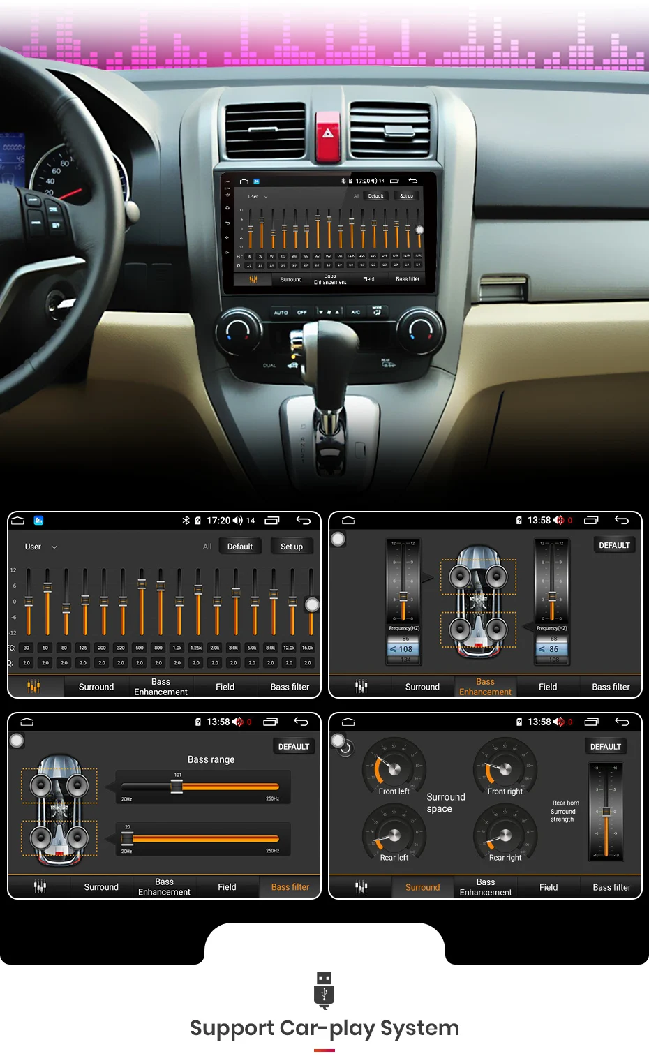 Junsun V1 pro 4G+ 64G CarPlay Android 9,0 DSP для Honda CRV 2006-2011 Автомобильный Радио Мультимедийный видео плеер gps RDS 2 din dvd