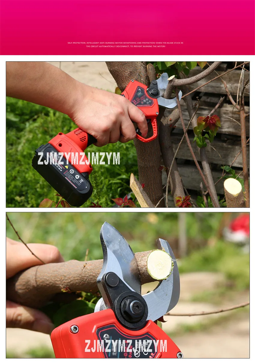 Новое поступление; 21 V Беспроводной Перезаряжаемые Электрический секатор фруктовых деревьев секатор 3 см отрасли ножницы с двумя батареями