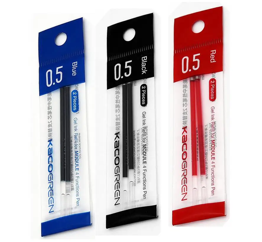 Оригинальные Xiaomi KACO 4 в 1 многофункциональные ручки 0,5 мм черный синий красный стержень сменный гелевый карандаш механический карандаш японские чернила для офиса и школы - Цвет: 6 refiils