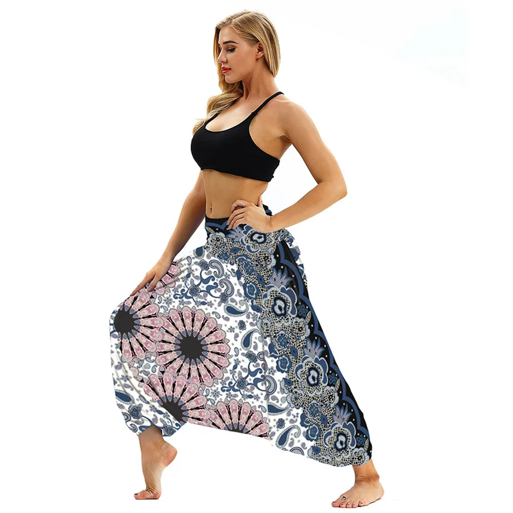 

2019 Summer Harem Pants Oversized Pantalon Fleuri Women Chic Boho Ethnic Printed Trousers Female Sarouel Casual Lantern Pants
