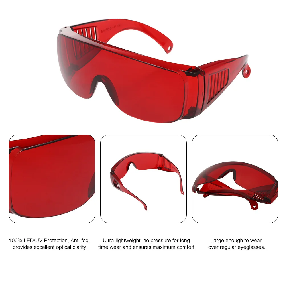 

Dental Eye Protection Spectacles Red Goggle Glasses Protective Eye Curing Light Whitening UV For Dentist