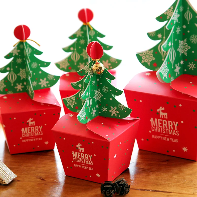 25 cool snowman crafts for christmas 5 Pcs/set Kawaii Merry Christmas Candy Box Bag 3D Christmas Tree Gift Box With Bells Paper Box