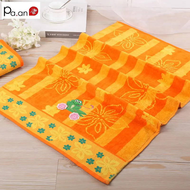 Hot 100 Cotton Orange Towels Flower Cute Frog Embroidered Bathroom