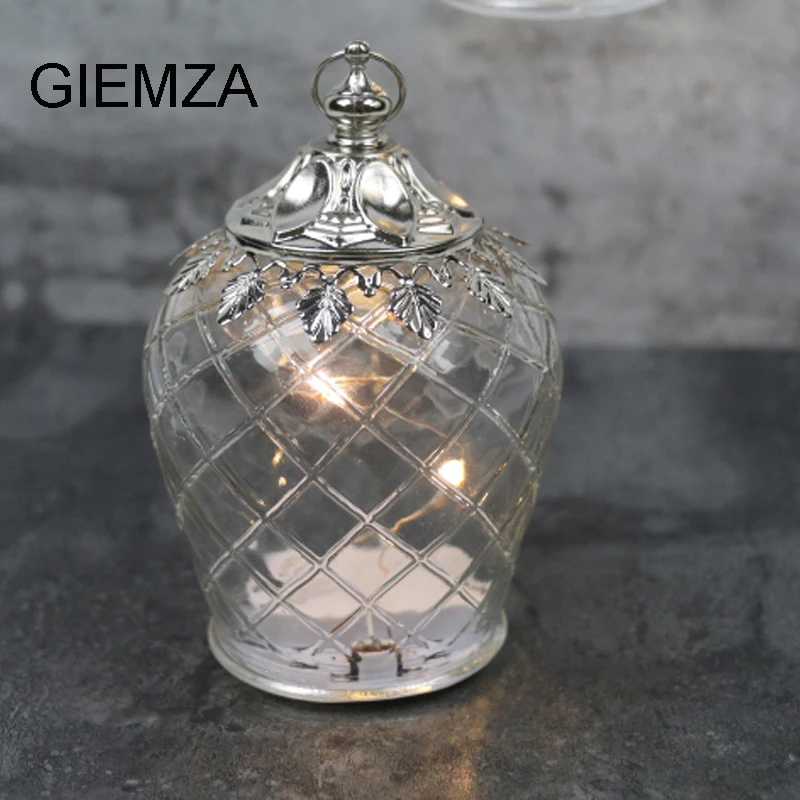 GIEMZA Glass Candlesticks Holder LED Iron NO Battery Candle lights