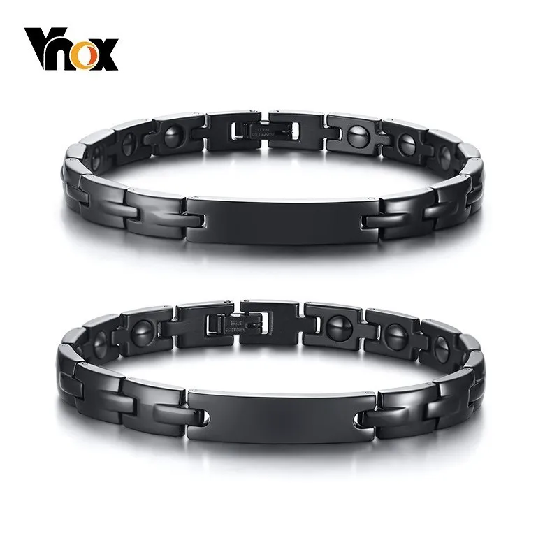 

Vnox Personalized Engraving Magnetic Therapy Bracelets for Women Man Pain Relief for Arthritis and Carpal Tunnel Healthy Gifts