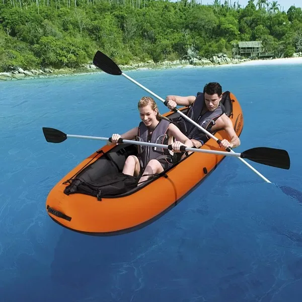 Экологически чистый ПВХ Дрифтинг двойное каноэ два человека корабль отправить весла резиновая гребная лодка надувная лодка - Цвет: Красный