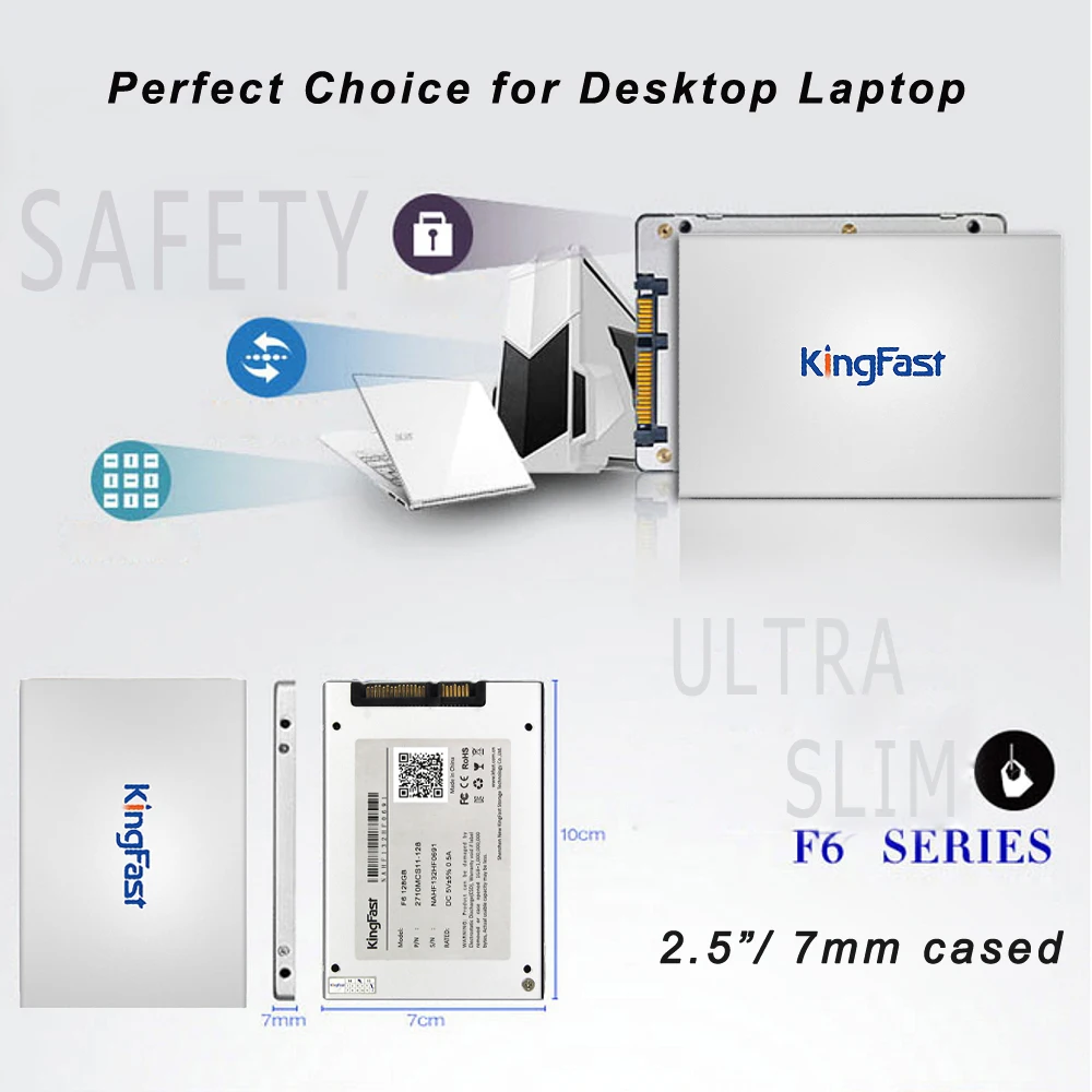 Kingfast F6 60G 128G SSD SATA3 6 ГБ/сек. 2," MLC Внутренний твердотельный накопитель супер скорость для настольного компьютера ноутбука ультрабука ПК