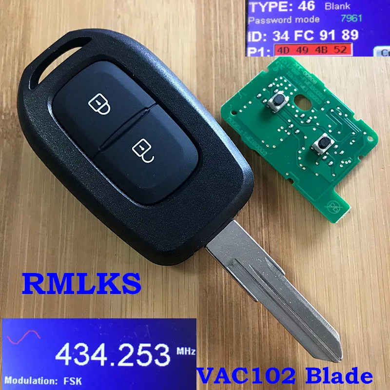 Chave do Carro Chip para Renault 433mhz com Pcf7961m Novo Remoto Botão Hitag Aes Sandero Dacia Logan Lodgy Espanador Dokker 2020 2