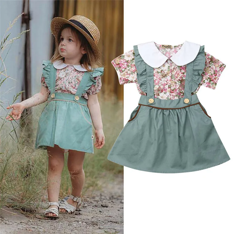 

toddler girl clothes roupa infantil Kid Baby Girl Princess Dress Summer Outfits Ruffle Tops+Suspender Skirt 2PCS Clothes