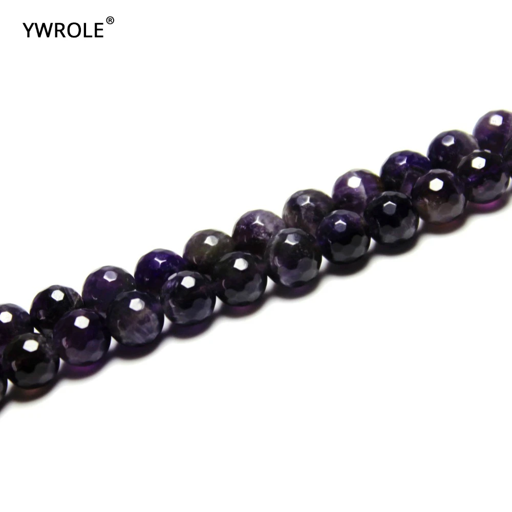 

Wholesale Faceted Amethysts Deep Purple Natural Stone Round Beads For Jewelry Making DIY Bracelet 4/ 6/8/10/12 mm Strand 15''