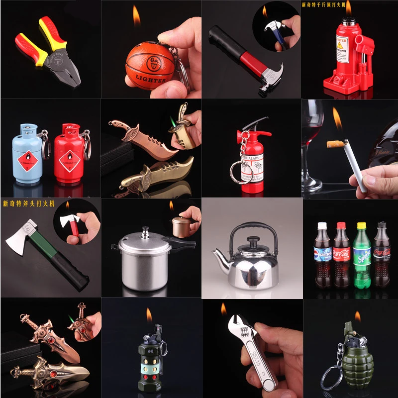 

Funny Basketball Cigarette Torch Lighter Refillable Petrol Butane Gas Lighter Axe Shape Kerosene Oil Jet Lighters Gadget for Men