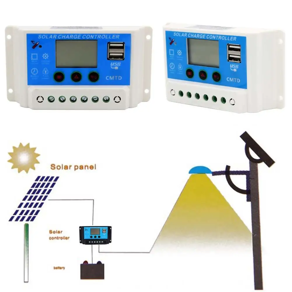 10A 12 V/24 V ЖК-дисплей за максимальной точкой мощности, Солнечный контроллер заряда с авто таймер регулятора для Панели солнечные Батарея светильник Светодиодный Освещение Защита от перегрузки