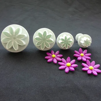 

4Pcs/Set Daisy Flower Cookie Sunflower Plunger Cutter Sugarcraft Fondant Cake Tool Christmas Cake Decorating Tools