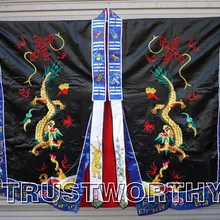 Унисекс черный даосизм Ssangyong's cassockвышивка Дракон даосский костюмы одежда, халат, жрец боевых искусств одежда красный