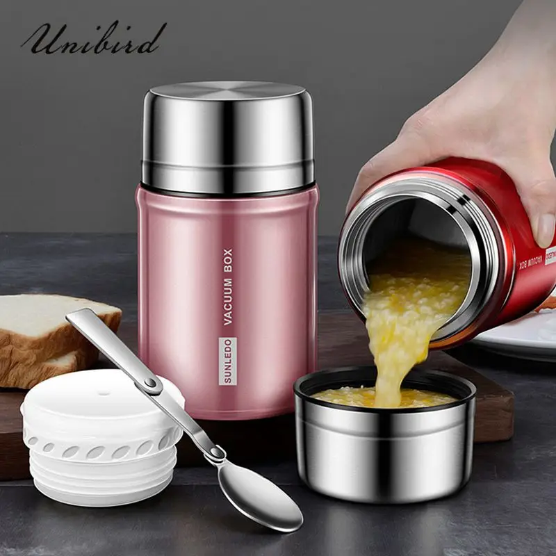 

Unibird 304 Stainless Steel Vacuum Food Thermos 750ml Insulated Flasks Cup Students Lunch Box for Kids Food Container Bento Box