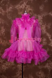Пикантные с замочком Hot Pink органзы Сисси горничной короткое платье; Косплэй костюм равномерное [O001]