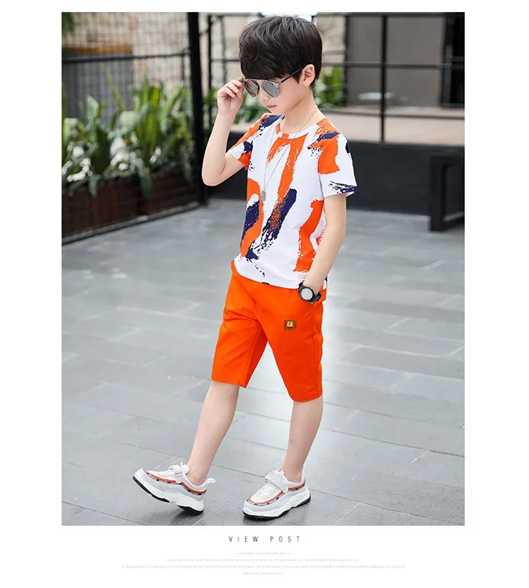 New Baby Boy Summer Clothes Set For Toddler Kids Clothing Cartoon Printed Short Sleeve T-shirt + Pants Boy Suit Sports Two-piece (2)