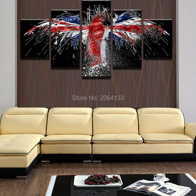 Modern Canvas Painting Wall Art Pictures For Living Room Home Decor 5 Panel Eagle British Flag Abstract Oil Painting On Canvas-in Painting & ... Modern Canvas Painting Wall Art Pictures For Living Room Home Decor 5 Panel Eagle British Flag Abstract Oil Painting On Canvas-in Painting & ...