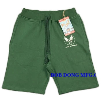 

BOB DONG US Army Air Forces Military Style Men's Shorts USAF Casual Stright Short Pants Vintage 460g Cotton Sweatpants